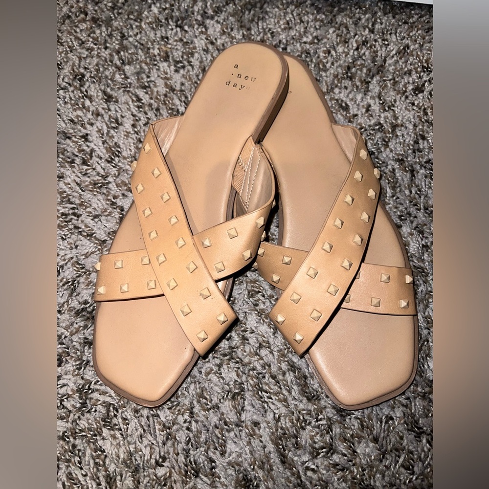 Nude studded sandals